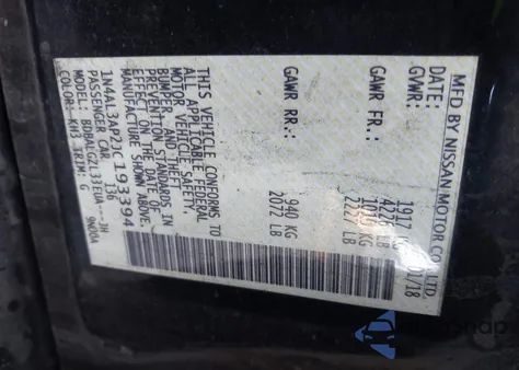 2018 Nissan Altima 2.5 S z USA, uszkodzony, nr VIN 1N4AL3AP2JC193394